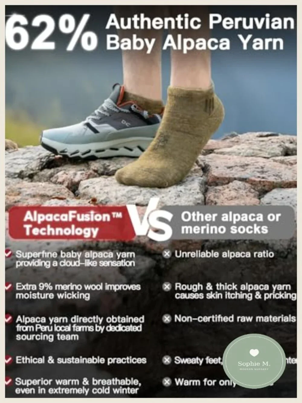 Alpaca Wool Ankle Socks Lightweight Breathable Athletic Hiking Running Arch